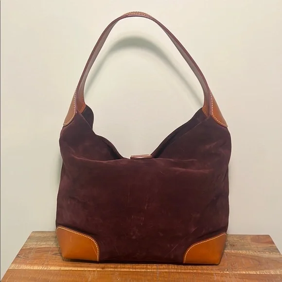 Dooney & Bourke Burgundy Fall Suede Leather Women's Bag and Matching Wallet Set - Picture 2 of 14